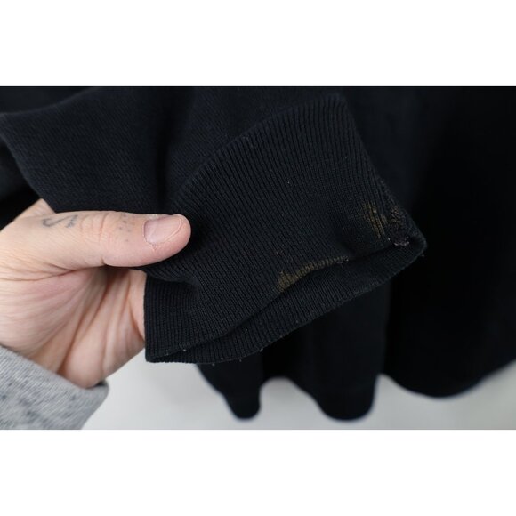 Vintage 80s 90s Streetwear Mens XL Distressed Blank Gusset Sweatshirt Black USA - Picture 9 of 12